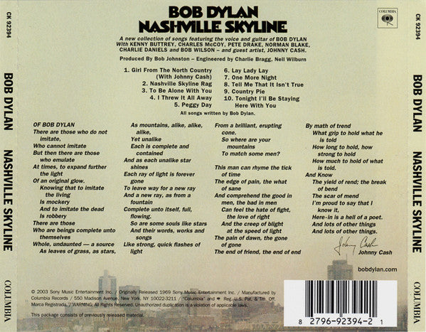 Bob Dylan : Nashville Skyline (CD, Album, RE, RM)