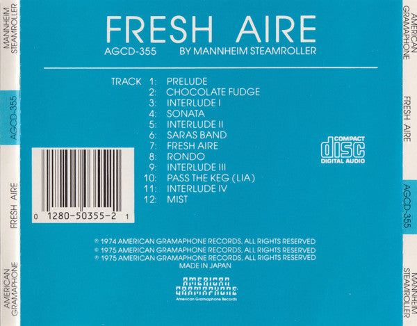 Mannheim Steamroller : Fresh Aire (CD, Album, RE)