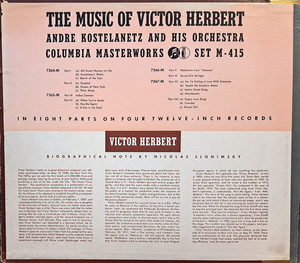 Andre Kostelanetz And His Orchestra* : The Music Of Victor Herbert (4xShellac, 12", Album)