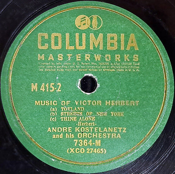 Andre Kostelanetz And His Orchestra* : The Music Of Victor Herbert (4xShellac, 12", Album)