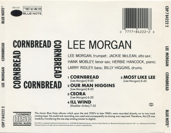 Lee Morgan : Cornbread (CD, Album, RE)
