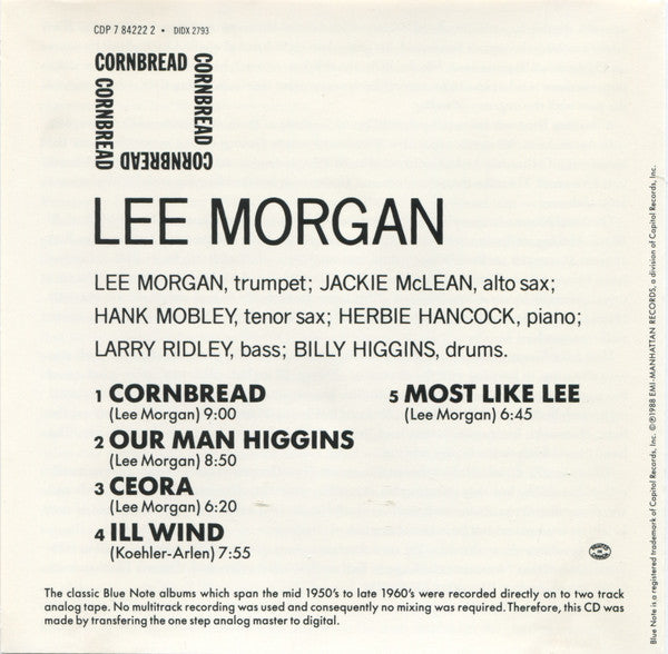 Lee Morgan : Cornbread (CD, Album, RE)