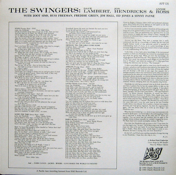 Lambert, Hendricks & Ross With Zoot Sims : The Swingers! (LP, Album, RE)
