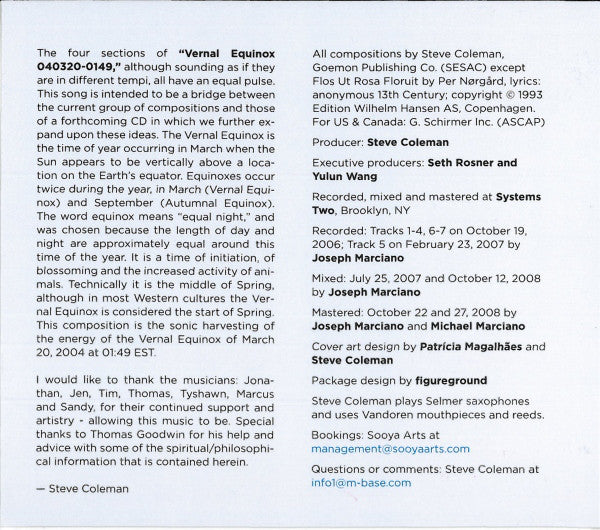 Steve Coleman And Five Elements : Harvesting Semblances And Affinities (CD, Album)