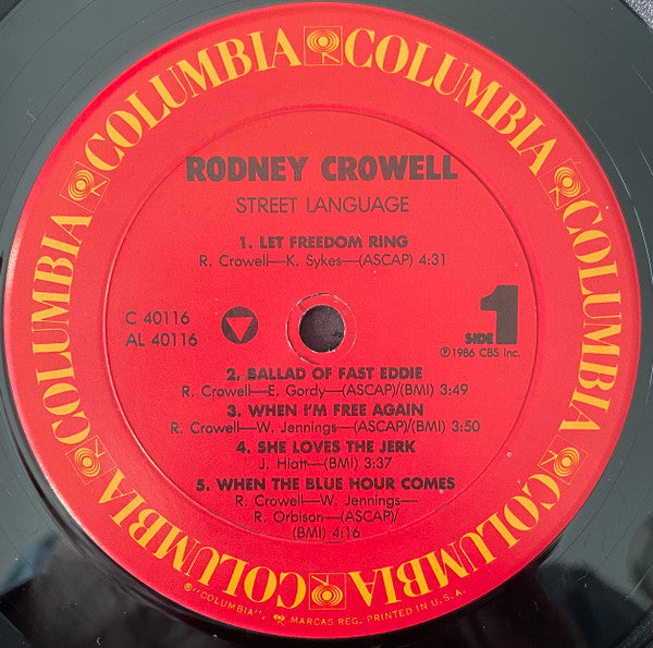 Rodney Crowell : Street Language (LP, Album, Pit)