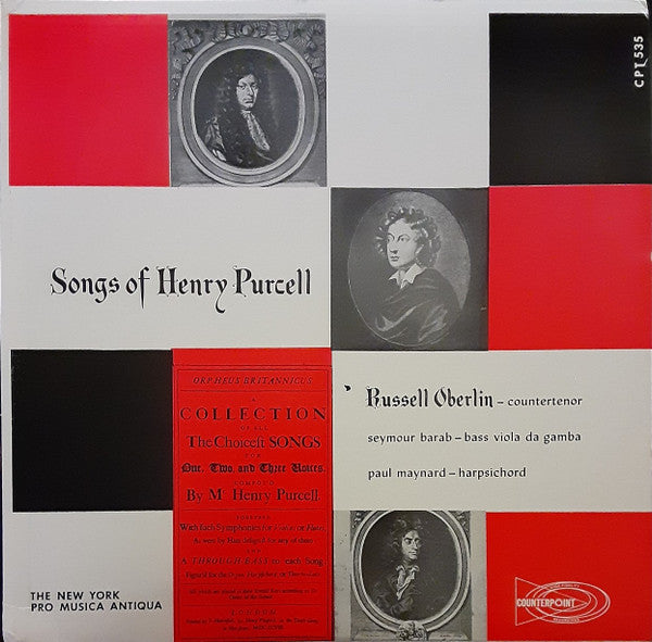 New York Pro Musica, Henry Purcell, Russell Oberlin : Songs Of Henry Purcell (LP, Album, Mono, RE, All)