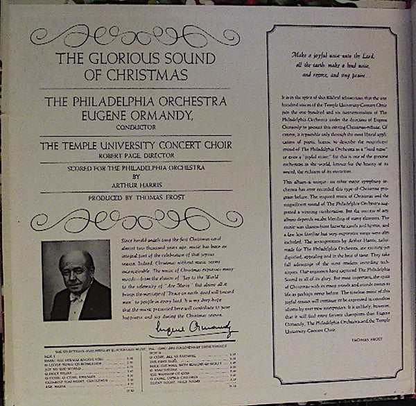 The Philadelphia Orchestra, The Temple University Choirs : The Glorious Sound Of Christmas (LP, RE, Gat)