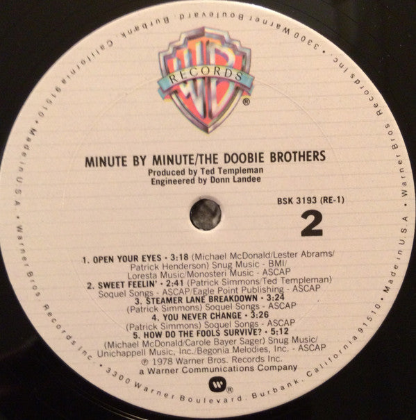 The Doobie Brothers : Minute By Minute (LP, Album, Club, CTH)