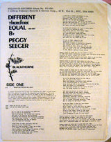 Peggy Seeger : Different Therefore Equal (LP, Album)