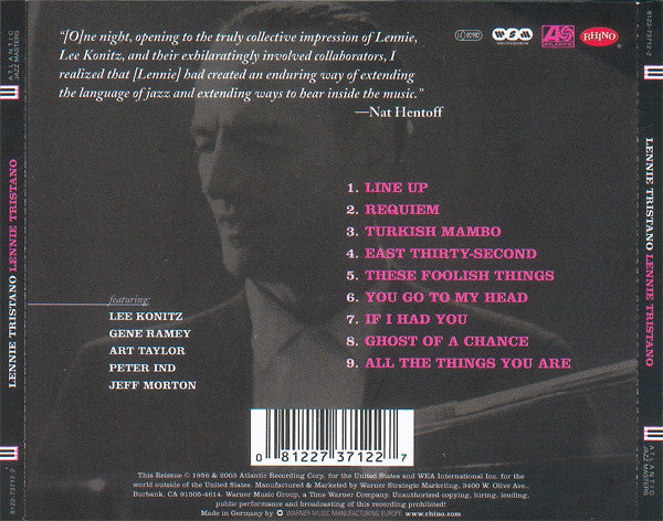 Lennie Tristano : Lennie Tristano (CD, Album, RE, RM)