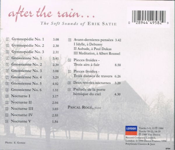 Pascal Rogé : After The Rain... The Soft Sounds Of Erik Satie (CD, Comp)