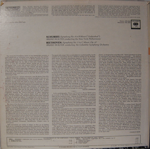 Bruno Walter, Schubert*, Beethoven*, New York Philharmonic / Columbia Symphony Orchestra : Schubert: Unfinished Symphony / Beethoven: Fifth Symphony (2xLP, Comp, Bon)