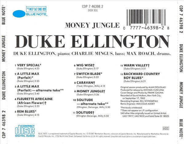 Duke Ellington : Money Jungle (CD, Album, RE)