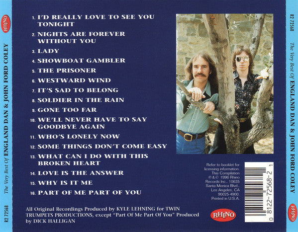 England Dan & John Ford Coley : The Very Best Of England Dan & John Ford Coley (CD, Comp, M/Print, RM, Bel)