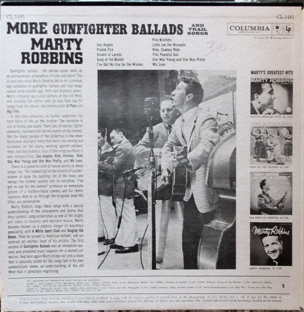 Marty Robbins : More Gunfighter Ballads And Trail Songs (LP, Mono, Hol)