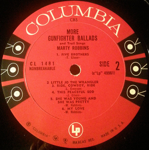 Marty Robbins : More Gunfighter Ballads And Trail Songs (LP, Mono, Hol)