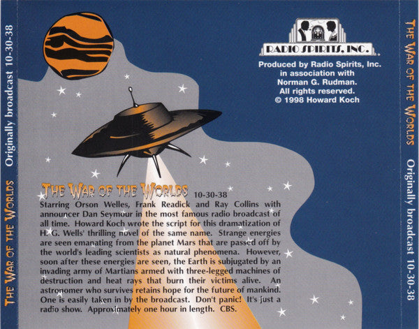 Orson Welles And His Mercury Radio Theater (2) : The War Of The Worlds (CD, Album, RM)