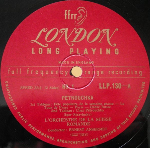 Igor Stravinsky / L'Orchestre De La Suisse Romande, Ernest Ansermet : Petrouchka (LP, Mono)