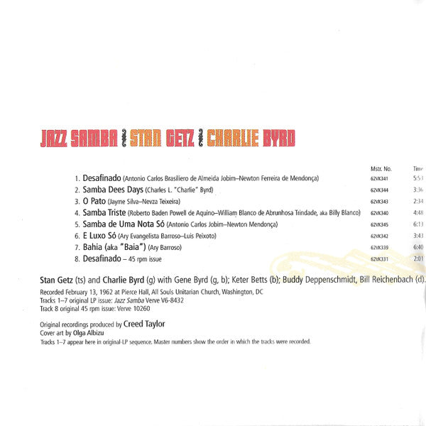 Stan Getz / Charlie Byrd : Jazz Samba (CD, Album, RE, PMD)