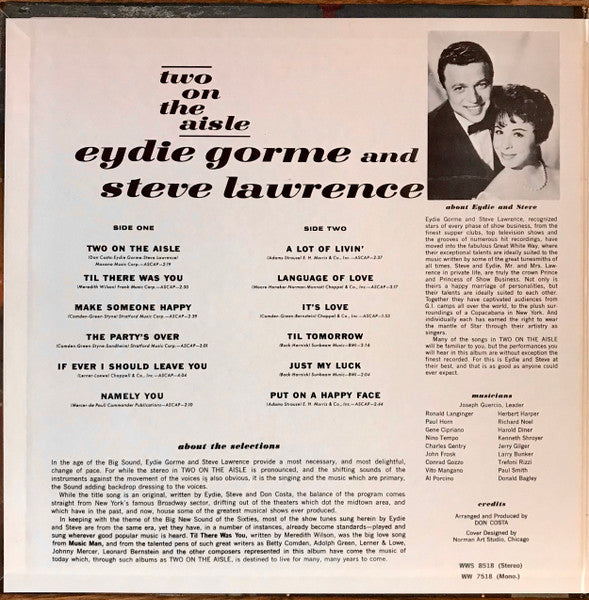 Steve & Eydie : Two On The Aisle (LP, Album, Mono)