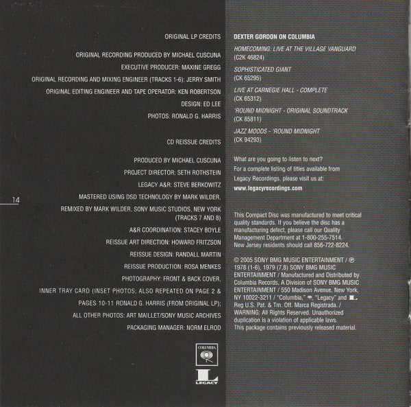 Dexter Gordon : Gotham City (CD, Album)