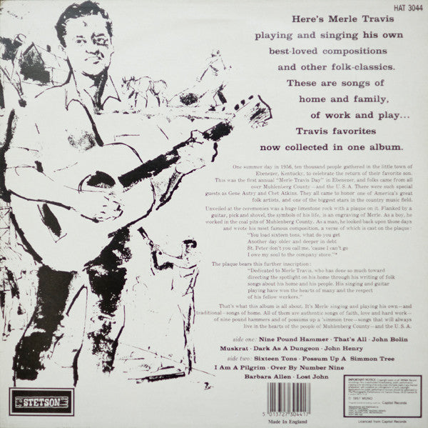 Merle Travis : Back Home (LP, Album, Mono, RE)