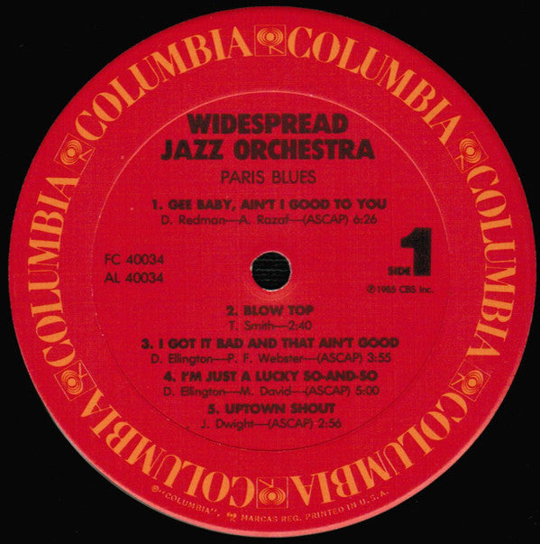 The Widespread Jazz Orchestra : Paris Blues (LP, Album, Pit)