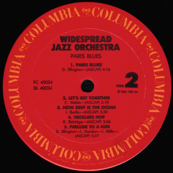 The Widespread Jazz Orchestra : Paris Blues (LP, Album, Pit)
