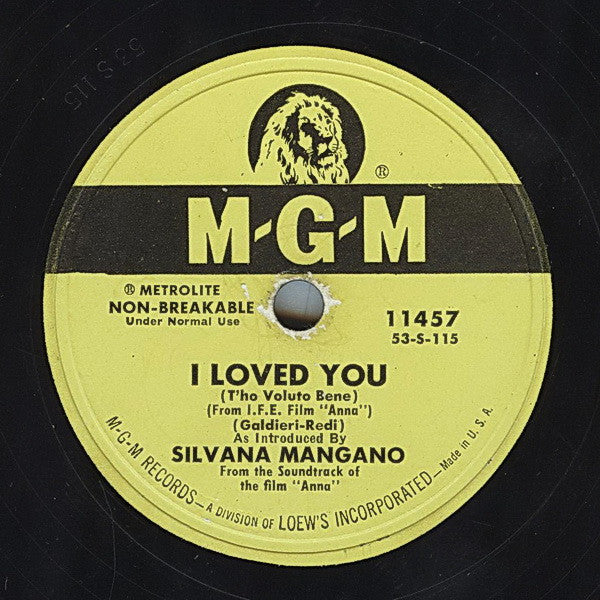 Silvana Mangano : Anna / I Loved You (10")