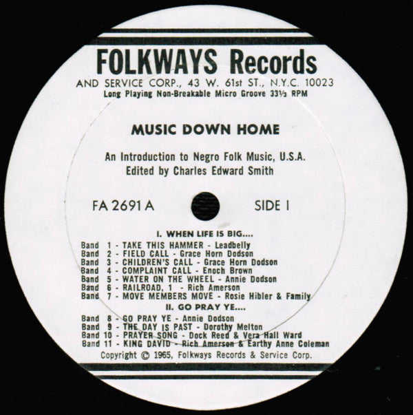 Various : Music Down Home: An Introduction To Negro Folk Music, U.S.A. (2xLP, Comp)