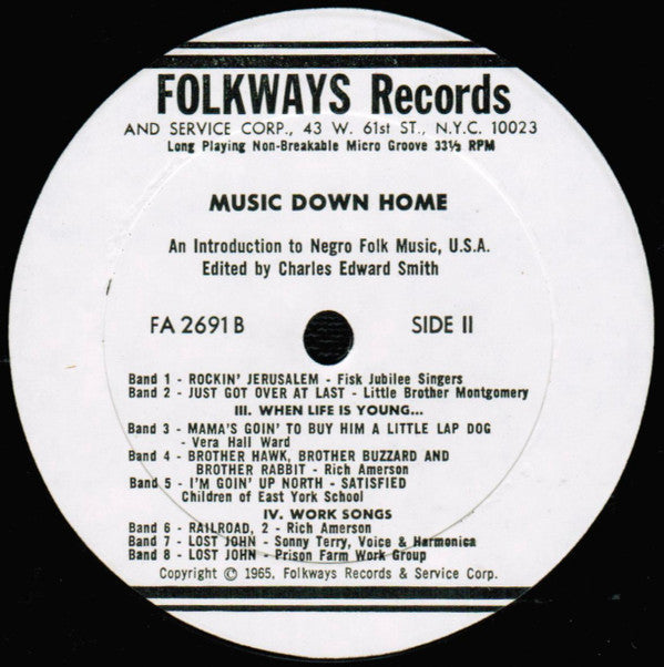 Various : Music Down Home: An Introduction To Negro Folk Music, U.S.A. (2xLP, Comp)