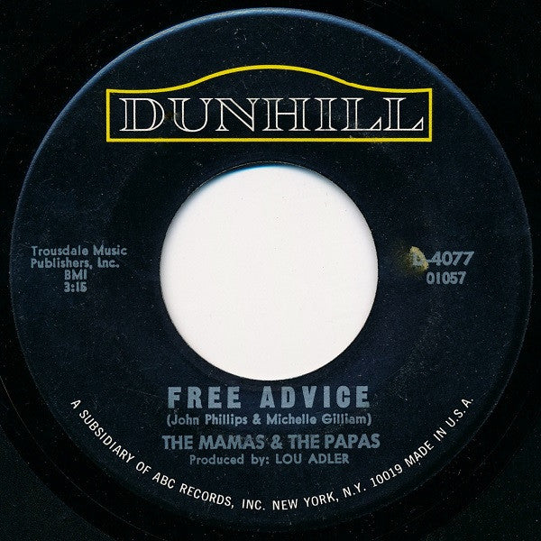 The Mamas & The Papas : Dedicated To The One I Love (7")