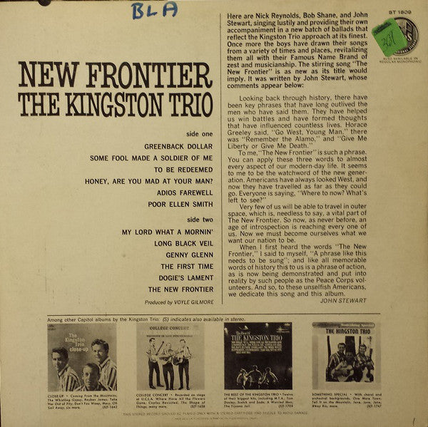 The Kingston Trio* : New Frontier (LP, Album, Scr)