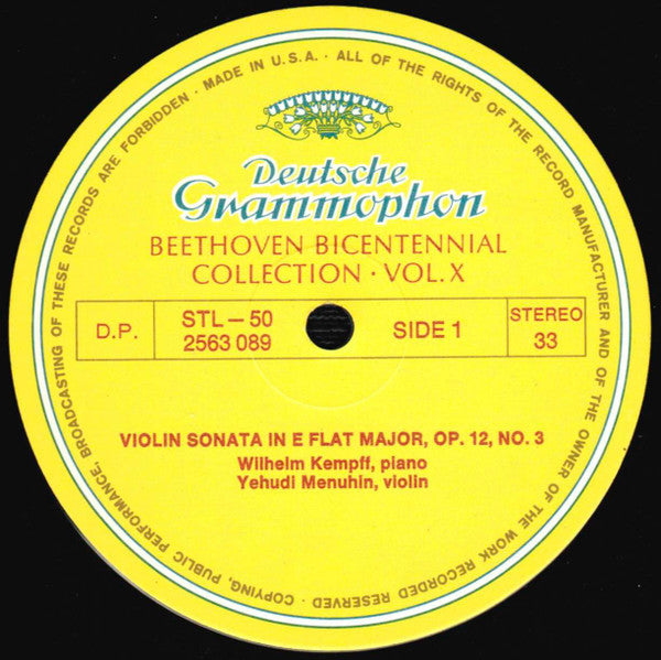 Beethoven* : Beethoven Bicentennial Collection, Music For Violin And Cello, Vol. X (5xLP, © D + Box, Comp, Box)