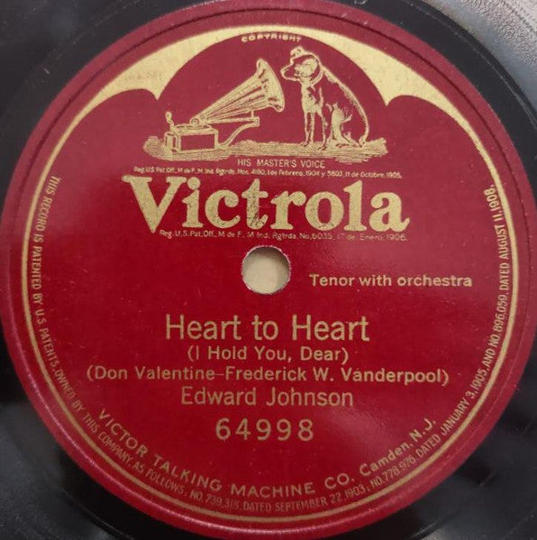 Edward Johnson (5) : Heart To Heart (I Hold You, Dear) (Shellac, 10", S/Sided)