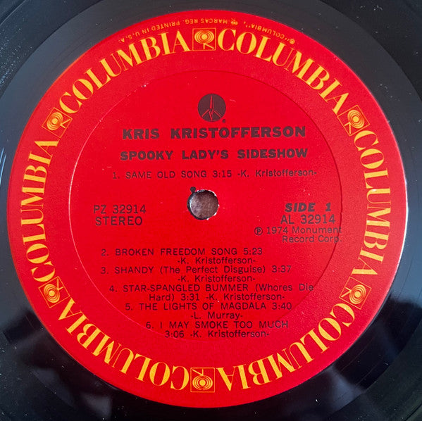 Kris Kristofferson : Spooky Lady's Sideshow (LP, Album, Ter)