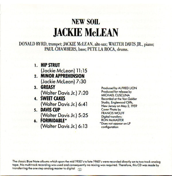 Jackie McLean : New Soil (CD, Album, RE)