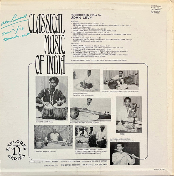 John Levy (2) : Classical Music Of India (LP, RE)