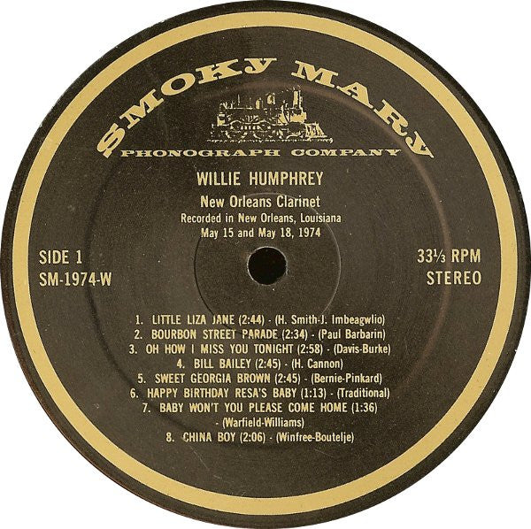 Willie Humphrey : New Orleans Clarinet (LP)