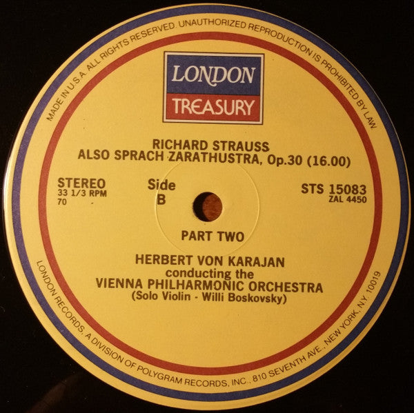 Richard Strauss - Herbert von Karajan Conducting Wiener Philharmoniker : Also Sprach Zarathustra (LP, Album, RE, RP)