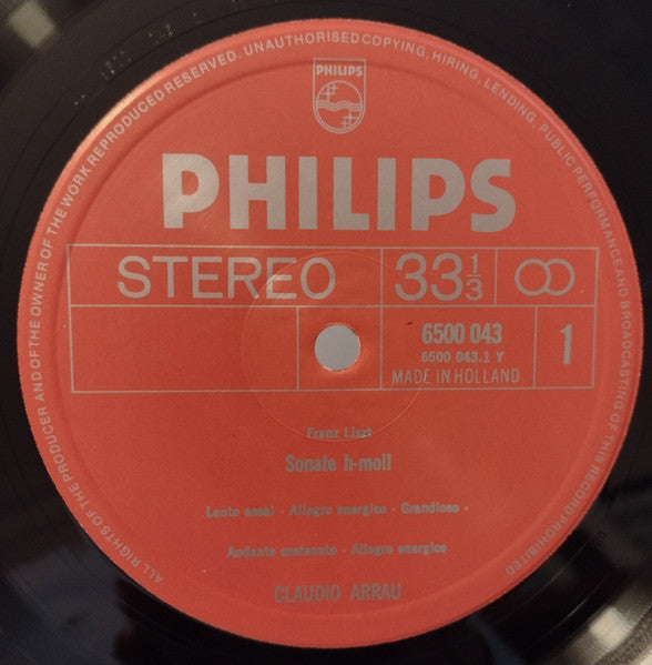 Liszt* - Claudio Arrau : Sonata In B Minor / Bénédiction De Dieu Dans La Solitude / Waldesrauschen / Gnomenreigen (LP)