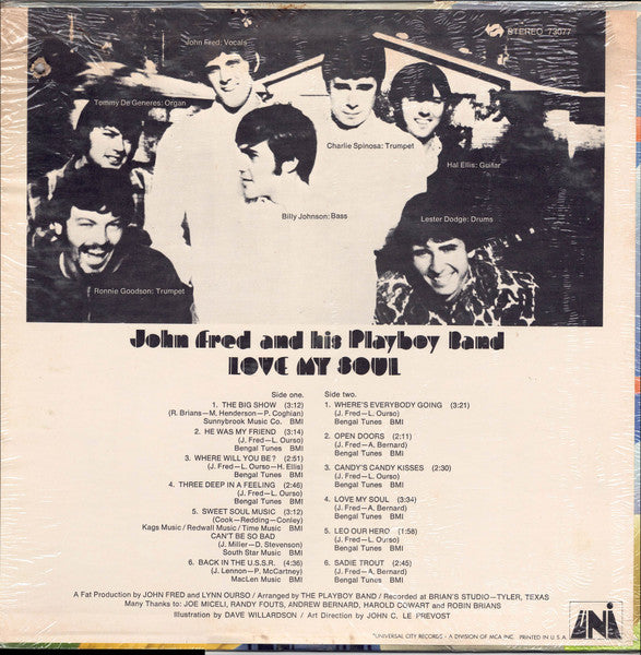 John Fred & His Playboy Band : Love My Soul (LP, Album, Mon)