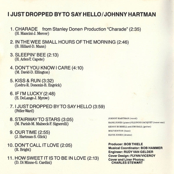 Johnny Hartman : I Just Dropped By To Say Hello (CD, Album, RE)