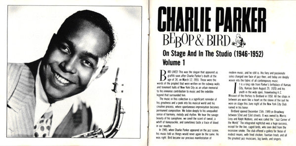 Charlie Parker : Bebop & Bird: On Stage And In The Studio (1946-1952) Volume 1 (CD, Comp)