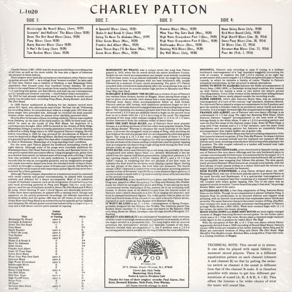 Charley Patton : Founder Of The Delta Blues (2xLP, Comp, Ltd, RE, 180)