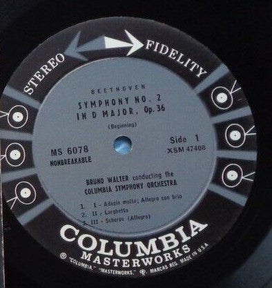 Bruno Walter, Columbia Symphony Orchestra / Ludwig van Beethoven : Symphony No. 1 In C Major - Symphony No. 2 In D Major (LP, 1st)