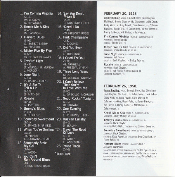 Jimmy Rushing : Rushing Lullabies (CD, Comp)