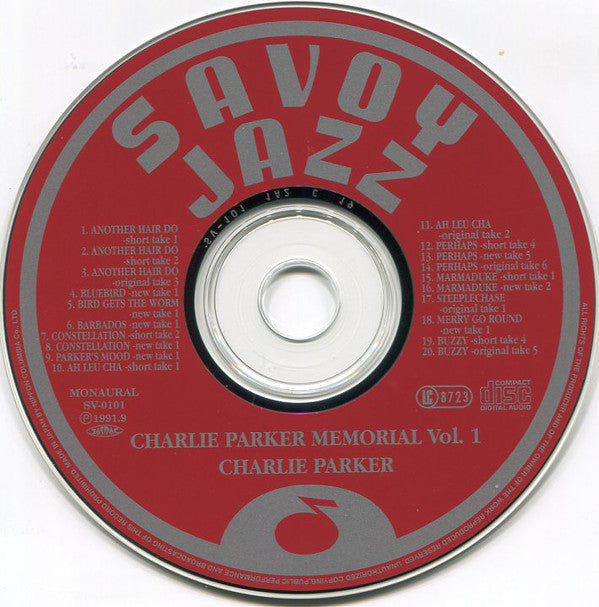 Charlie Parker : Charlie Parker Memorial Vol. 1 (CD, Album, Mono, RE, RM)