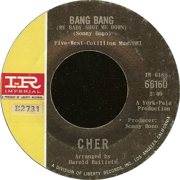 Cher : Bang Bang (My Baby Shot Me Down) / Needles And Pins (7", Single, Styrene, She)