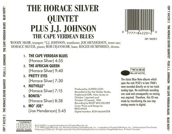The Horace Silver Quintet Plus J.J. Johnson : The Cape Verdean Blues (CD, Album, RE)
